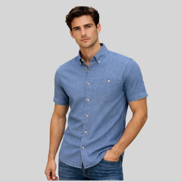 CAMISA MEZCLILLA MANGA CORTA