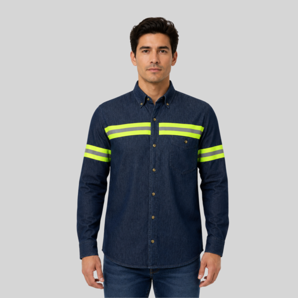 CAMISA MEZCLILLA REFLEJANTE MANGA LARGA